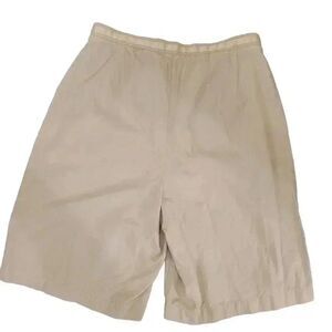 Lands' End Women's Ivory 100% Cotton High Waist Shorts